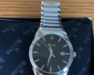 Men’s Bulova classic dress steel link display watch