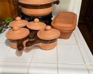 Bennington Pottery Terra Cotta Fish Cooker w/ asparagus Design