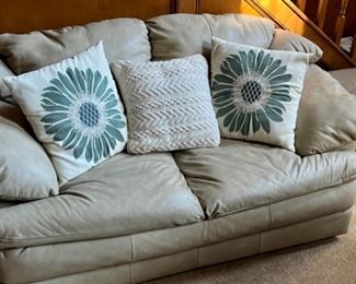 Grey Leather Loveseat