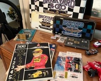 1984 Indianapolis 500 yearbook Carl Hungness Pontiac Fiero Rick Mears - Brickyard 400 License Plates