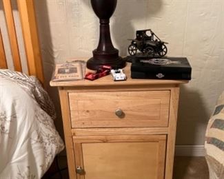 A Pair of CasaOne Natural Wood Finish 1-Drawer Bedside Table Cabinet Nightstand