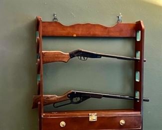 Wooden Gun Rack Wall Display 