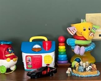 VTech Explore and Learn Helicopter, Melissa & Doug Rainbow Stacker Wooden Ring, Tiny Love Musical Stack & Ball Game & Terry’s Village Hand Painted Resin Noah’s Ark Tic Trac Toe 