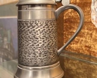 Vintage Norwegian Pewter Tin Beer Stein 