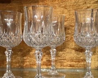 Set of 4 Cristal d’Arques Longchamp Footed Wine Glasses