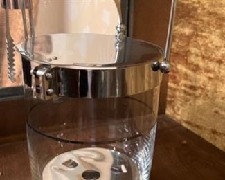 Vintage Ice Bucket w/ Hinged Stainless Steel Lid & Drain Plate