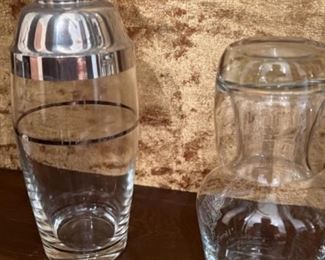 Vintage Stainless Steel Top Cocktail Shaker Glass