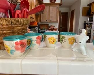 Pioneer Woman Vintage Bloom 4 piece Coffee Cup Set