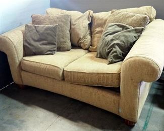 Love Seat With Removable Back And Seat Cushions And Throw Pillows, Approx 30" H x 72" W x 41" D