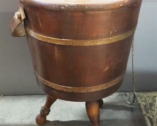 Basketville Side Table With Hinged Flip Top For Inner Storage, 3 Legs, 19" H x 13.25" Dia