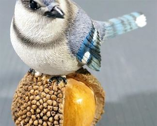 Lefton Ceramic Parakeet And Blue Jay Figurine