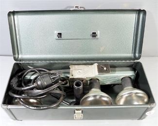 Acme-Lite Mov-E-Lite Vintage Light Bar, 4 Sockets (3 Bulbs), In Metal Carry Case