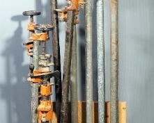 Pony Pipe Clamps, Various Lengths, In Custom Wood Stand