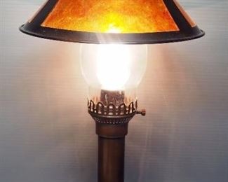 Table Lamp With Hurricane And Amber Shades, 20" H, Powers On