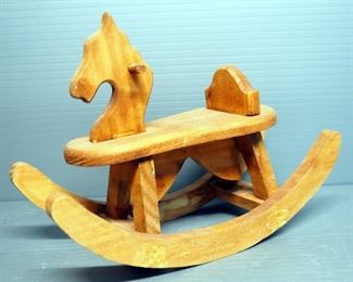 Metal Art Velocipede Tricycle, Wood Decor Rocking Horse, 8" Long, And Wheeled Rabbit Decor, 6" Long