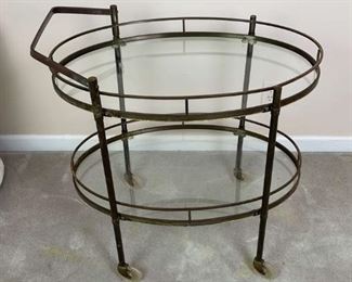 Rolling Bar Cart with Glass Shelving 