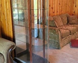 There are two of these cabinets, glass shelves both have lights one needs a new cord