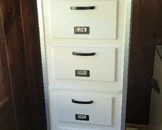 Wooden file cabinet on wheels