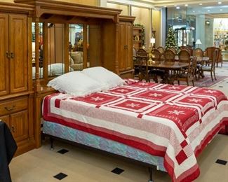 This bedroom wall unit can be easily separated.  The end cabinets are stand alone pieces, and are priced separately.  The memory foam mattress is almost new, and one of the best we've ever had.