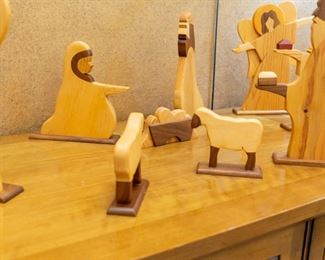 Large wooden Nativity Scene.