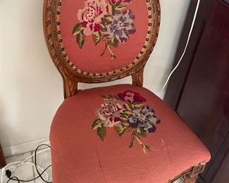 French needlepoint occasional chair...sturdy and clean 