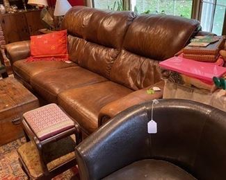 Leather sofa and chairs