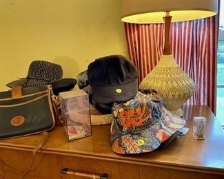  Dooney & Bourke, hats, mid-century lamp