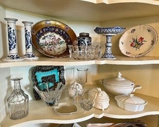 Creamware majolica, Orrefors, Imari, etc.