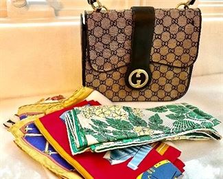 Vintage hand rolled scarves, Gucci Bags, Chanel shoes...