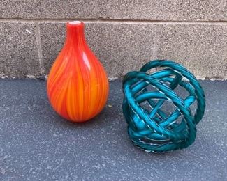 Blown Glass Vase and Glass Knot Decor