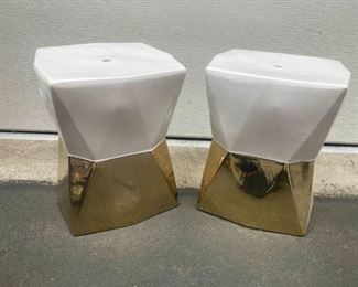 Pair Of Ceramic PatioSide Tables