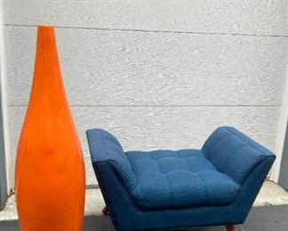 Teal Bench And Oversize Decorative Vase