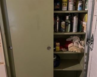 Metal storage cabinet.