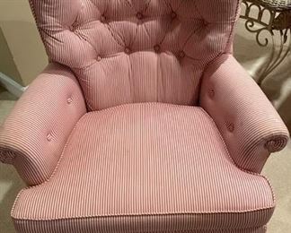 Red and white striped armchair.