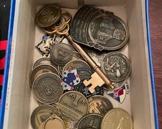 Small selection of challenge coins.