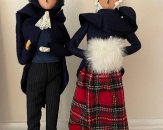 Pair of Byer Christmas dolls.