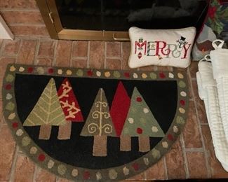 Christmas rug and pillow.