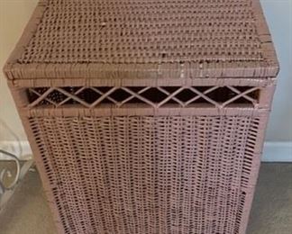 Painted wicker hamper.