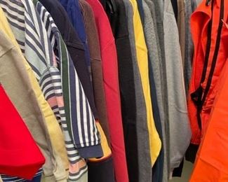 Men's shirts and sweaters.