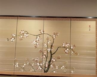 Four panel Asian screen print.