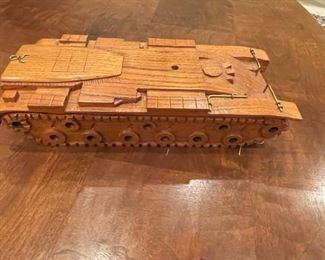 Unique hand-carved army tank.