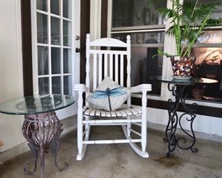 Outdoor rocker and accent tables