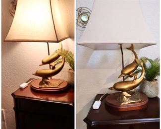 Very cool brass dolphin lamp