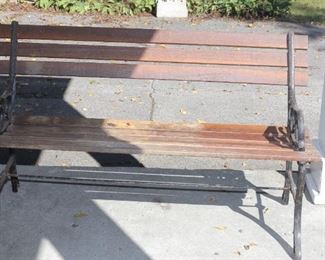 2 Wood and Metal Part Bench Seats