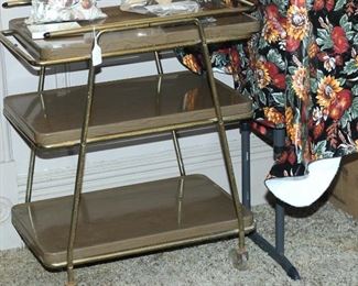 Mid Century Cosco Metal Kitchen Serving Bar with 3 tiers.