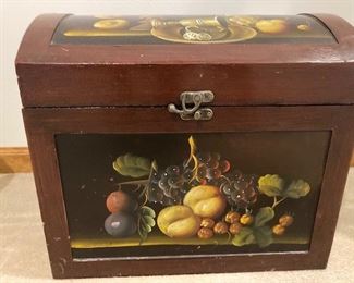 Painted wooden trunk