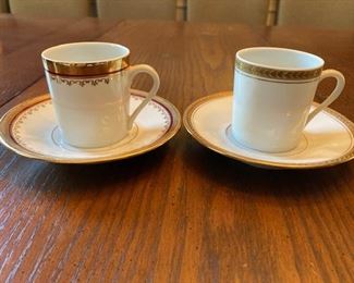 Pair of Phillippe Deshoulieres Limoges demi-tasse cups/saucers