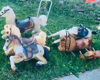 Vintage rocking horses minus 2. 
40$ For the Lot