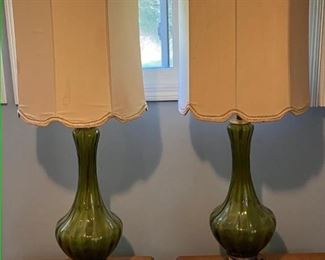 $20 Each - MCM Lamps Clear Green Glass