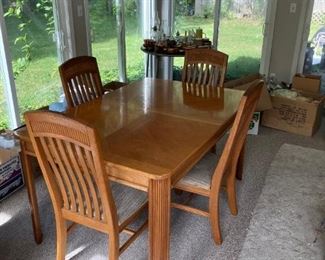 $125  Dining Room Table, Chairs, And Leaf